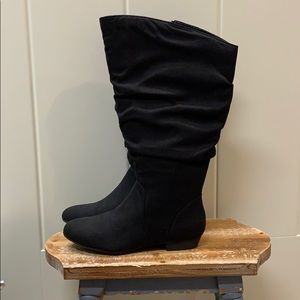 Wide Calf Suede Riding Boot